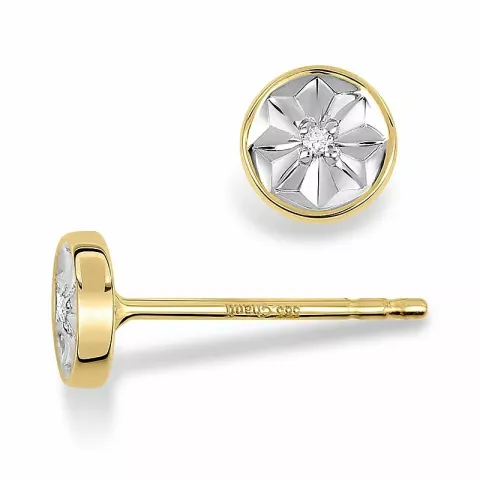 runda diamantörhängen i 14 karat guld och vitguld med diamant