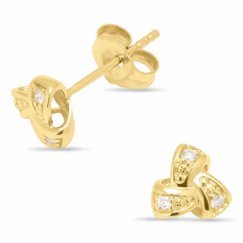 trekantigt örhängestift i 14 karat guld med diamant 