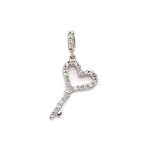 hjärta nyckel hängen i 9 karat vitguld