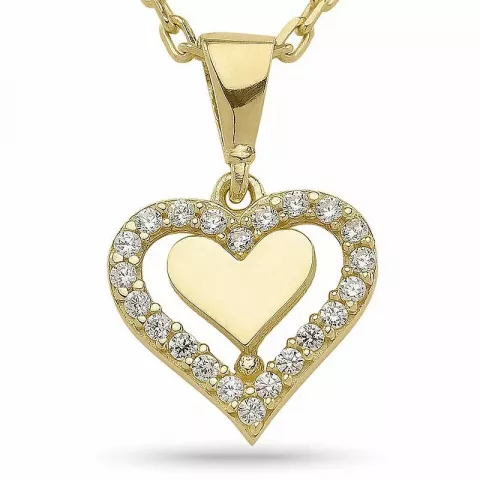 hjärta halskedja med berlocker i förgyllt silver med hängen i 9 karat guld