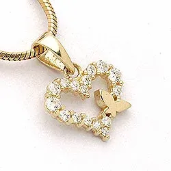 hjärta vit zirkon hängen i 9 karat guld
