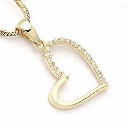 hjärta zirkon hängen i 9 karat guld