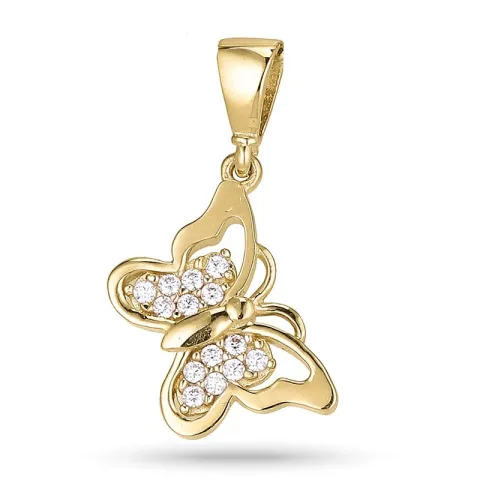 fjärilar zirkon hängen i 9 karat guld