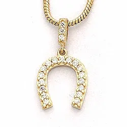 Hästsko zirkon hängen i 9 karat guld