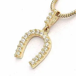 Hästsko zirkon hängen i 9 karat guld