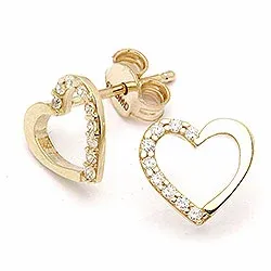 hjärta örhängen i 9 karat guld med 