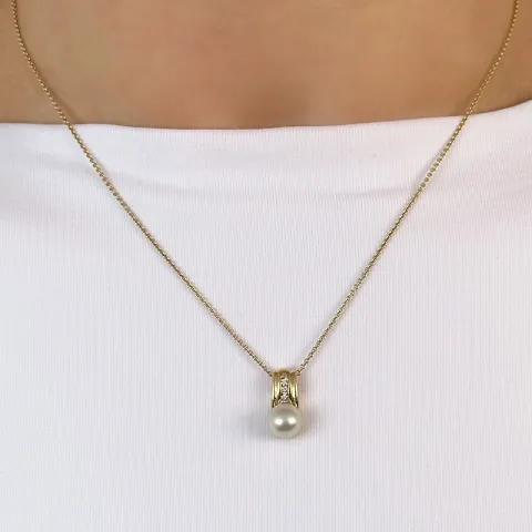 pärla diamantberlocker i 14 carat guld 0,058 ct