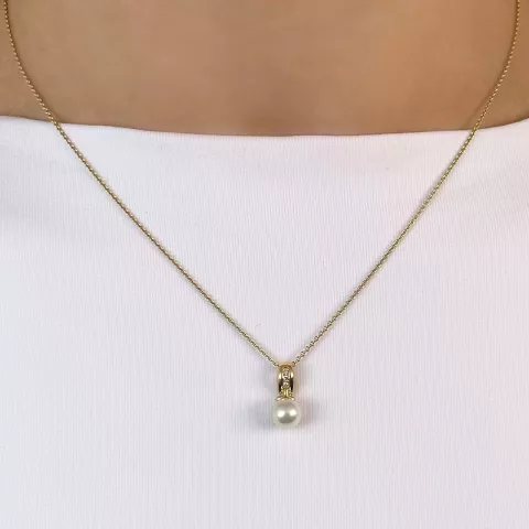 pärla diamantberlocker i 14  carat guld 0,035 ct