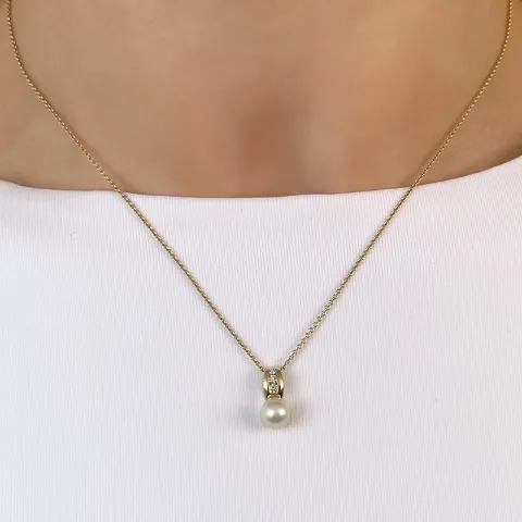 pärla diamantberlocker i 14 carat guld 0,078 ct