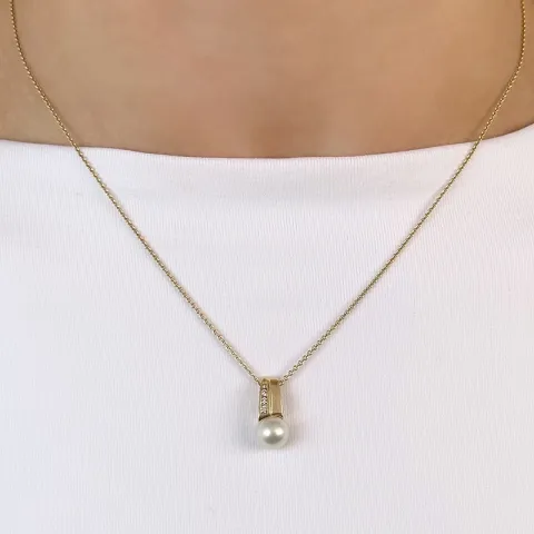 pärla diamantberlocker i 14 carat guld 0,059 ct