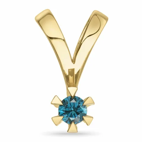 0,14 ct blå behandlad naturlig diamant solitärberlock i 14 carat guld 0,14 ct
