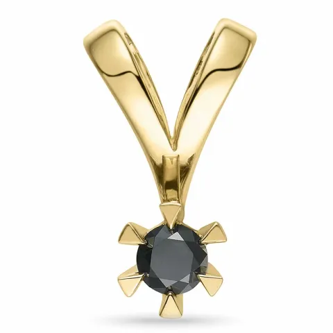 0,15 ct sort diamant solitärberlock i 14 carat guld 0,15 ct