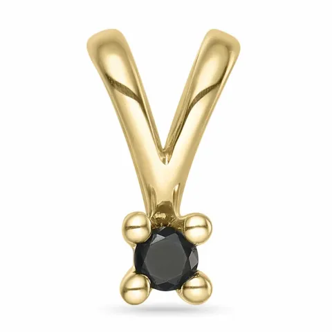 0,05 ct sort diamant solitärberlock i 14 carat guld 0,051 ct