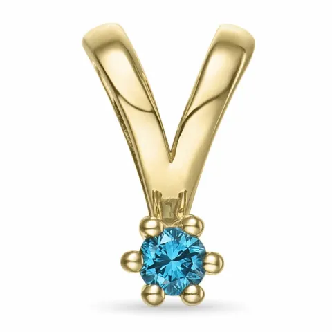 0,05 ct blå behandlad naturlig diamant solitärberlock i 14  carat guld 0,051 ct