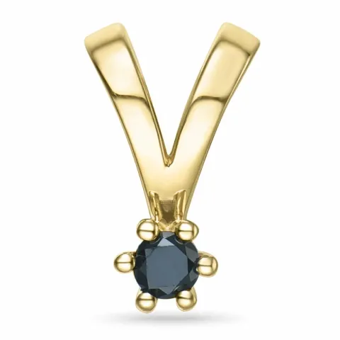 0,05 ct sort diamant solitärberlock i 14 carat guld 0,051 ct