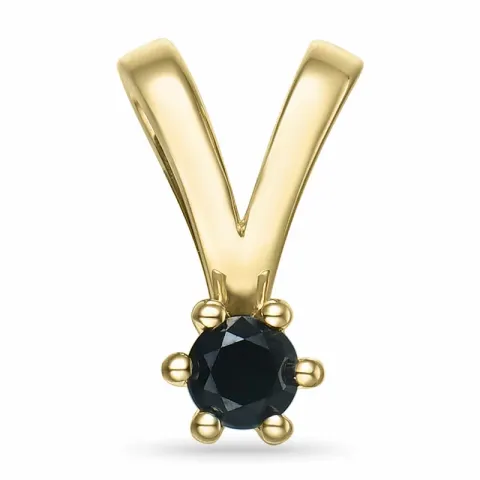 0,10 ct sort diamant solitärberlock i 14 carat guld 0,10 ct