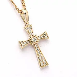 kors zirkon hängen i 9 karat guld