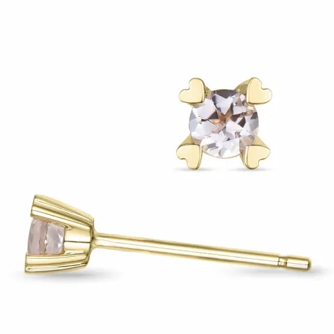 2 x 0,09 ct morganit solitäreörhängestift i 14 karat guld med morganit