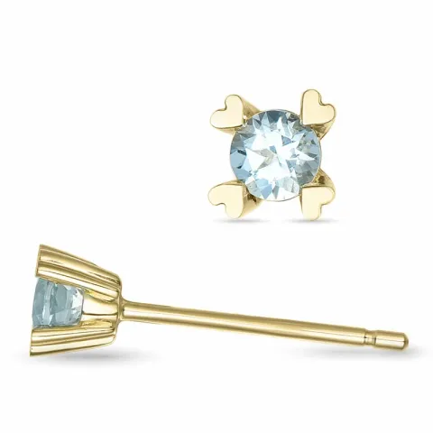 2 x 0,10 ct akvamarin solitäreörhängestift i 14 karat guld med akvamarin