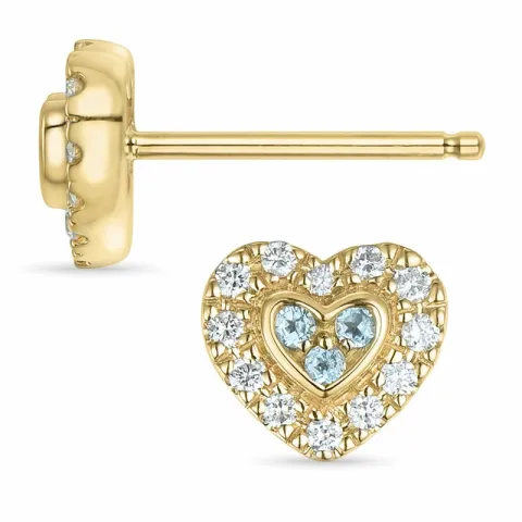 hjärta topas briljiantöronringar i 14 karat guld med topas och diamant 