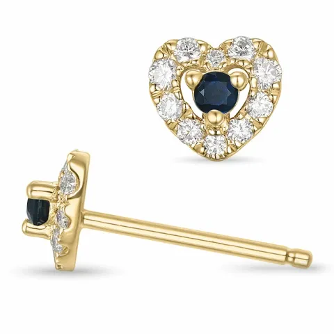 hjärta safir briljiantöronringar i 14 karat guld med safir och diamant