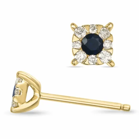 safir briljiantöronringar i 14 karat guld med safir och diamant