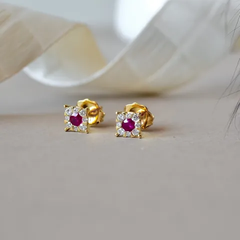 rubin briljiantöronringar i 14 karat guld med rubin och diamant