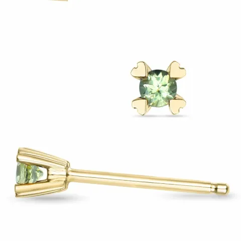2 x 0,05 ct peridot solitäreörhängestift i 14 karat guld med peridot