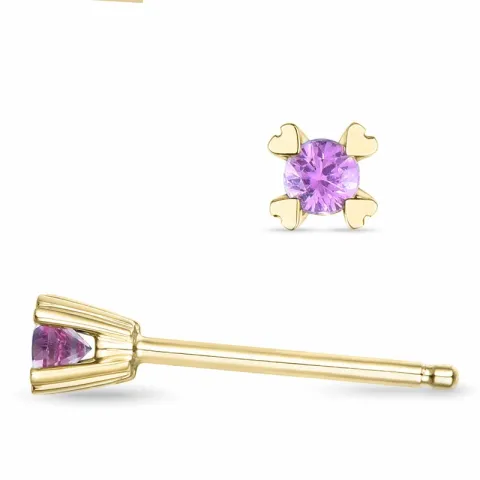 2 x 0,07 ct rosa safir solitäreörhängestift i 14 karat guld med rosa safir