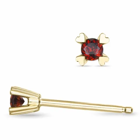2 x 0,06 ct granat solitäreörhängestift i 14 karat guld med granat
