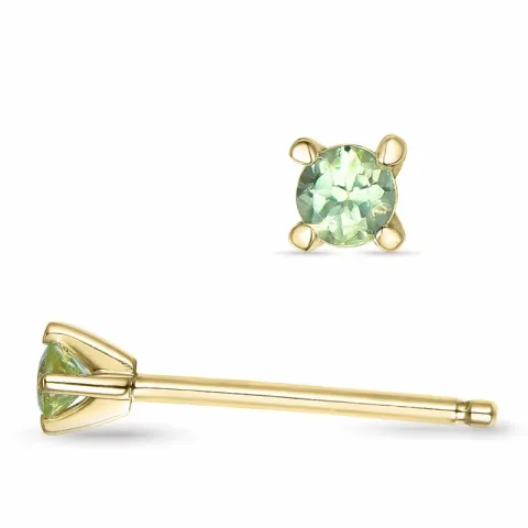 2 x 0,05 ct peridot solitäreörhängestift i 14 karat guld med peridot