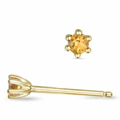 2 x 0,05 ct citrin solitäreörhängestift i 14 karat guld med citrin