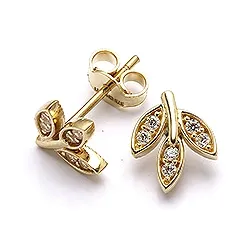 Blad örhängen i 9 karat guld med zirkoner