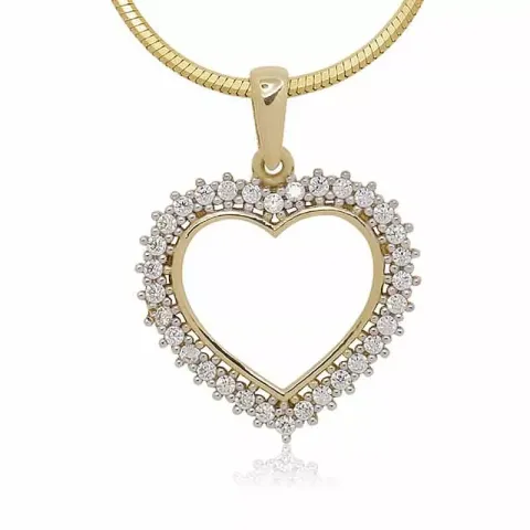 hjärta zirkon hängen i 9 karat guld
