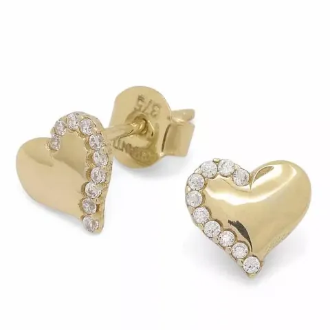 hjärta örhängestift i 9 karat guld med zirkon