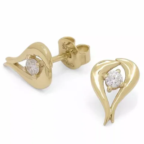 abstrakt örhängestift i 9 karat guld med zirkon