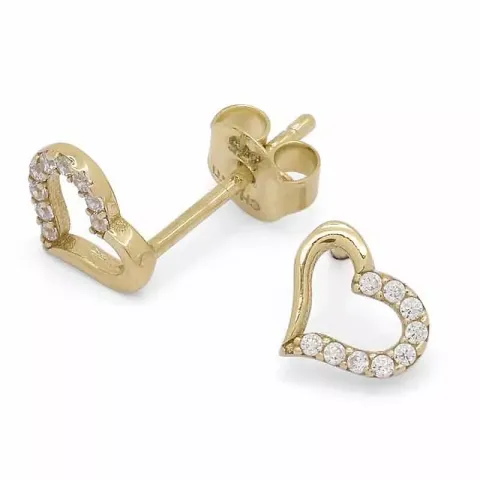 hjärta örhängen i 9 karat guld med zirkon