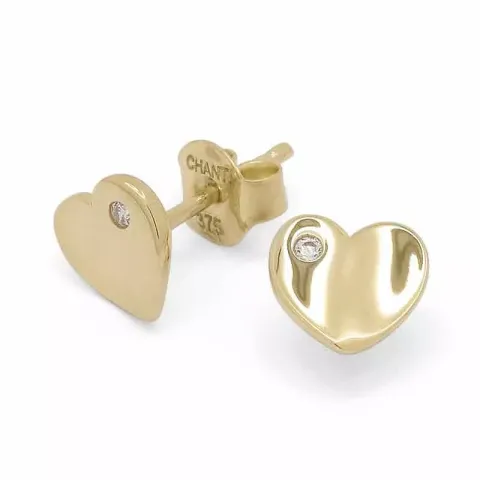 hjärta örhängen i 9 karat guld med zirkon