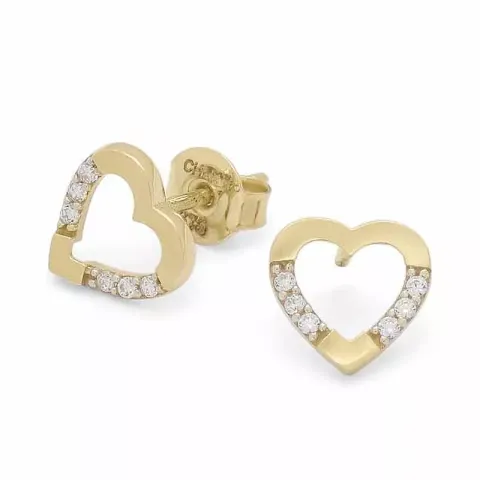 Hjärta örhängen i 9 karat guld med zirkon