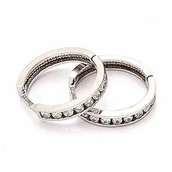 15 mm creol i 9 karat vitguld med zirkoner