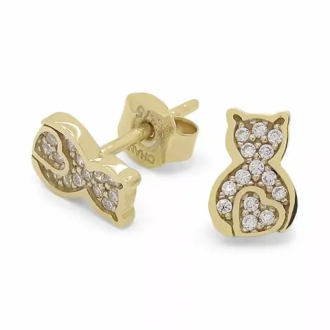 katter örhängen i 9 karat guld med zirkon