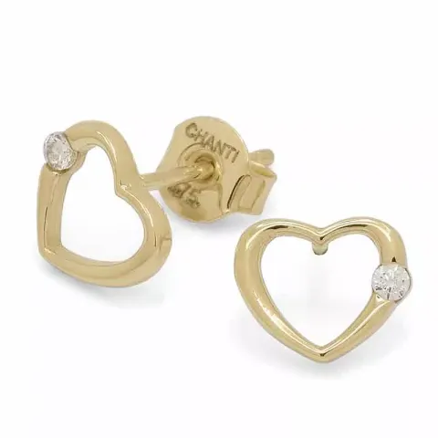 hjärta örhängen i 9 karat guld med zirkon