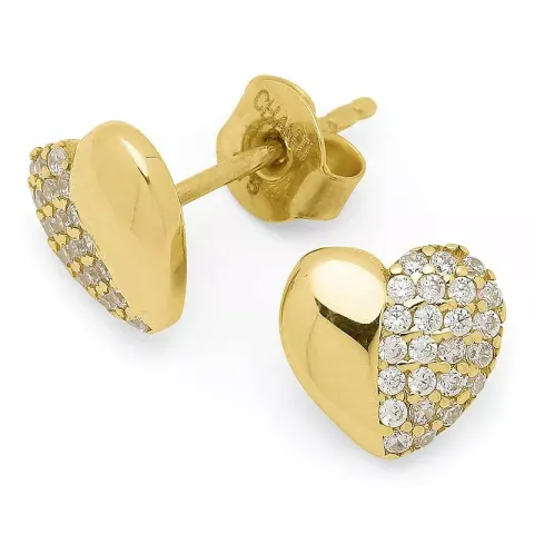 hjärteörhängen i 9 karat guld med 