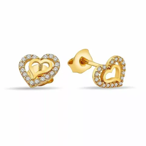 hjärteörhängen i 9 karat guld med 