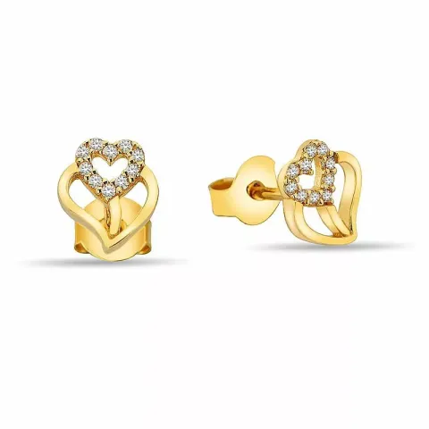 hjärteörhängen i 9 karat guld med 