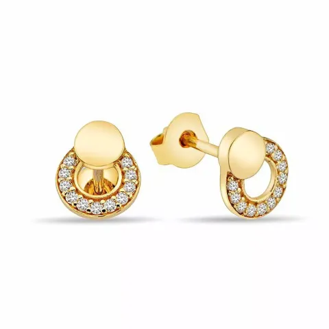 Runda örhängestift i 9 karat guld med 