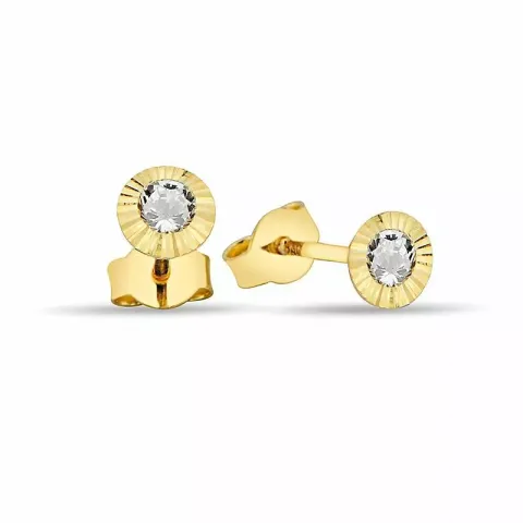 runda örhängestift i 9 karat guld med 