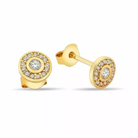 runda örhängestift i 9 karat guld med 