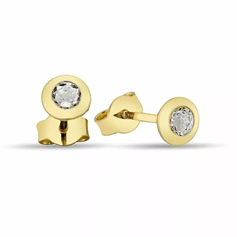 runda örhängen i 9 karat guld med 