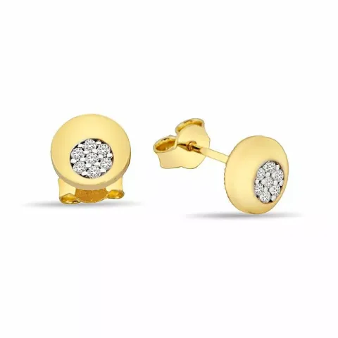 runda örhängestift i 9 karat guld och vitguld med 